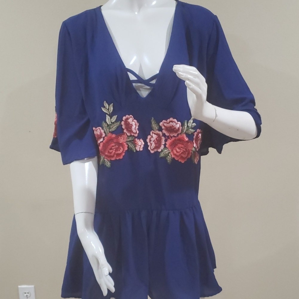 Umgee, romper with embroidery